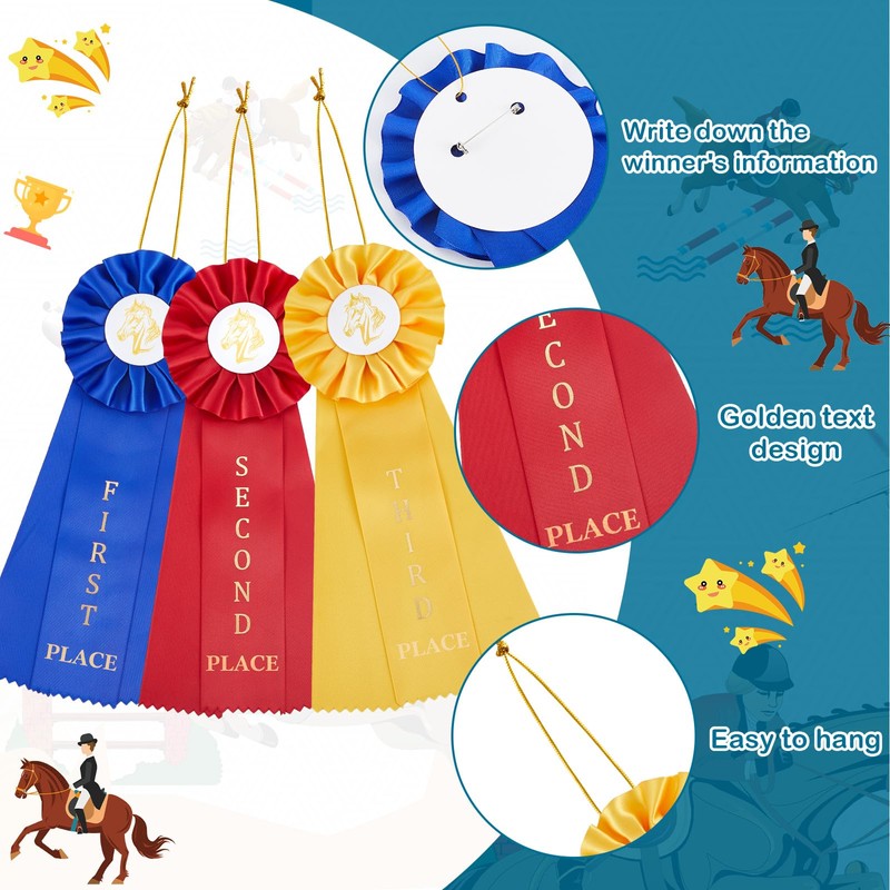 Yuxung 12 Pieces Horse Show Rosette Award Ribbon 1st -