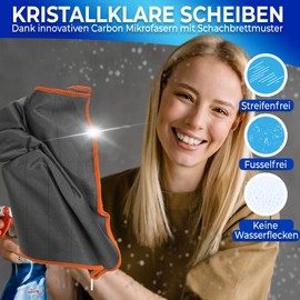 BEXEED® Window Cloths [Pack of 3] I Carbon Microfibre Window Cloths for 100% Streak-Free Windows I Window Cloth Streak-Free for Radiant Cleanliness I 30 x 30 cm