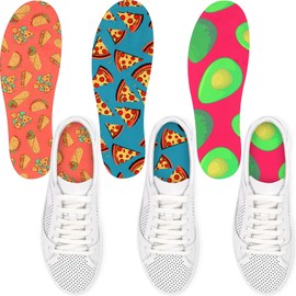 Velmitten 3 Pairs No Show Socks Sockless Shoe Liner Washable Barefoot Shoe Insoles No Slipping Inserts(Fruit Style)