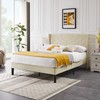 VECELO Queen Size Bed Frame Upholstered Platform with Wave Fabric
