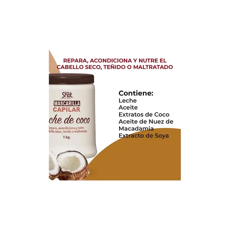 Mascarilla Capilar Coco Tratamiento Kolor Shot 1kg 2 Piezas