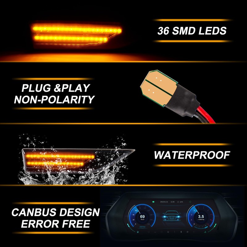 OZ-LAMPE 2 x Black LED Turn Signal Indicator Side Indicator