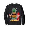 Summer Christmas in July Pineapple Sunglass Santa Hat Langarmshirt