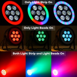 LED Stage Par Light, 70W RGBW Uplighting Corded with Mixed Strip by Remote Control DMX512 Sound Activated, LED Par Can for Church Party Stage Wedding Club Disco Show Christmas Holiday Event-4 Pack