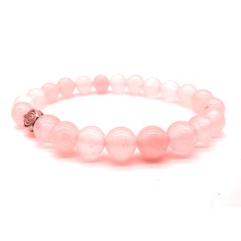 Reiki Rose Quartz Gemstone Bracelet in Jewellery Bag, Rose Quartz