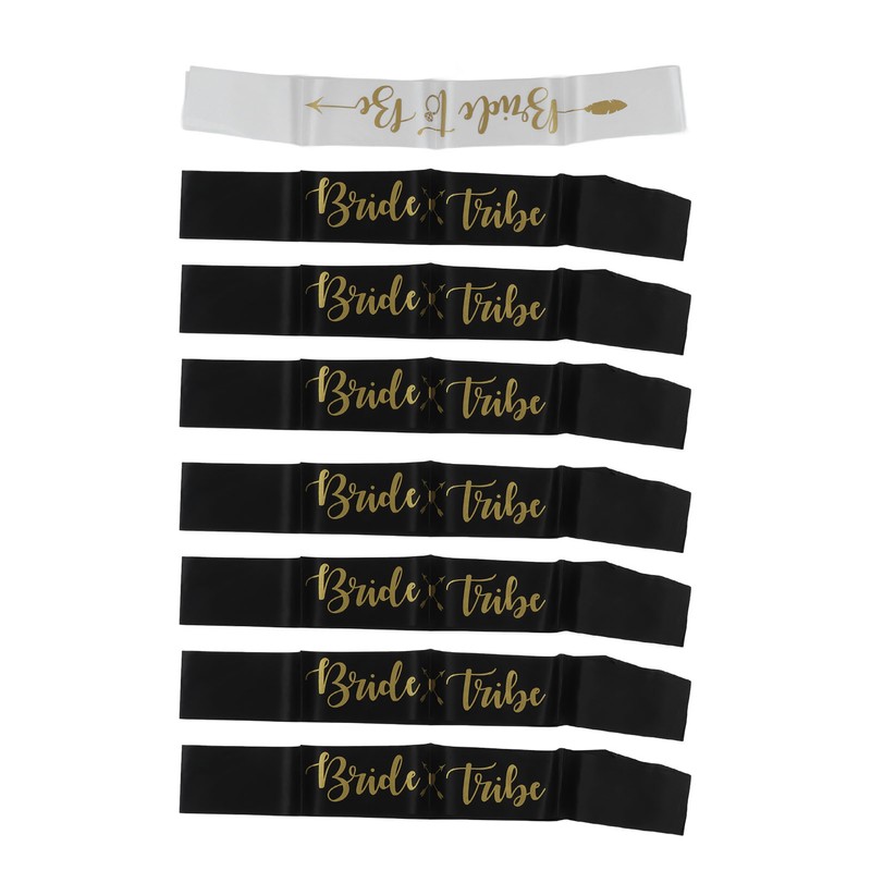 8Pcs Bride Bridesmaid Sash Gold Letters Hypoallergenic Material Wedding Bride