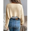 MURMUREY Womens Long Sleeve Open Front Knit Crop Bolero Cardigan