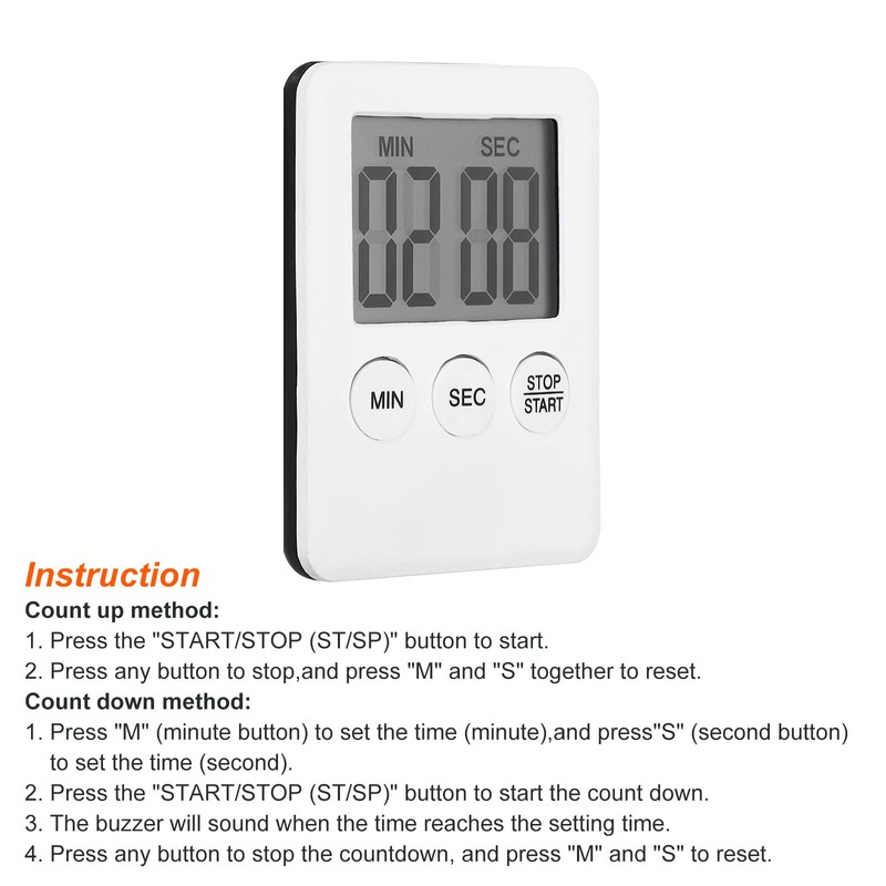 PATIKIL Countdown Timer, Count-up Timer, Kitchen Timer with Magnetic, Large