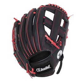 Captain Stag UX-2591 Baseball Gloves, CS Junior Baseball Glove [For Kids/Right Throw/All-around] Black x Red