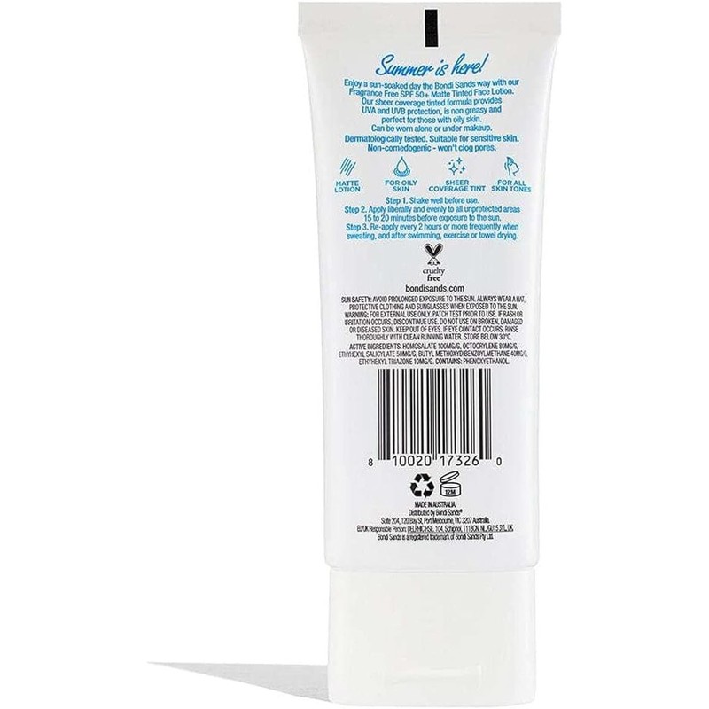 Bondi Sands SPF 50+ Fragrance Free Matte Tinted Face Lotion