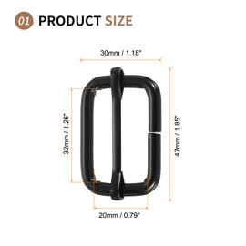 SUIKIHUM 10 Pack Metal Slide Buckle, 2 Inch Tri-Glides Buckle Strap Adjuster Rectangle Belt Buckle for Bag Purse Strap, Black