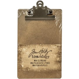 Tim Holtz Idea-ology TH93278 Mini Clipboard, Approximately 7.75 x 4.5 ES, Antiqued Brass, Removable Metal Hinge