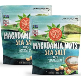 Hawaiian Macadamia Nut Company Dry Roasted Macadamia Nuts with Sea Salt 24 Oz (Pack of 2, Total 48-Ounce), Source of Fiber, Gluten-Free and Certified Non-GMO, Premium Quality, Crunchy and Delicious