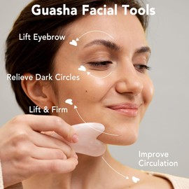 Gua Sha Face Massage Tool, Quartz Gua Sha Stone for Jaw Shaping & Swelling Reduction, Skin Care Gift (White)