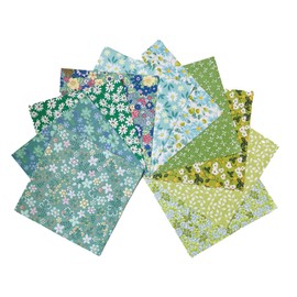 8"x 8" 50 PCS 100% Cotton Floral Fabric Squares Bundles Quilting Supplies for Sewing DIY & Quilt Beginners_Green