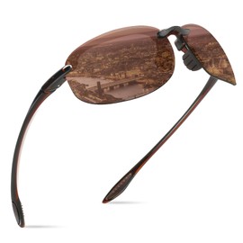 WISTON Sport Sunglasses for Men Women Polarized Rimless TR90 for Runing Fishing Baseball W8003 Brown