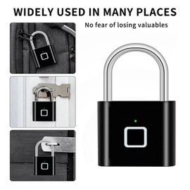 iFCOW Smart Fingerprint Padlock, Rechargeable Keyless Fingerprint Electronic Digital Padlock for Locker Luggage Gym Gates Fence and Storage