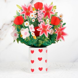 Esova Flowers Bouquet Pop Up Cards, 3D Paper Flowers Bouquet, Birthday Pop Up Card, Flower Bouquet Greeting Cards for Mom Wife Girlfriend Grandma Teacher on Wedding, Anniversary, Get Well, Graduation