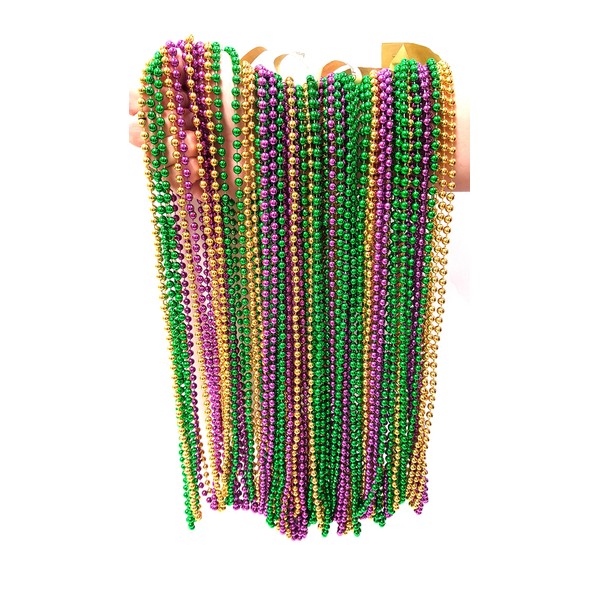 Metallic Beaded Necklaces, Mardi Gras Necklaces, Festive Necklace Multi Packs (72 Piece Pack)