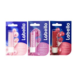 Labello Pearly Shine, Labello Soft Rose, Labello Cherry Shine Lip Balm Bundle