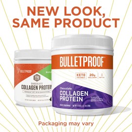 Chocolate Collagen Protein Powder with MCT Oil, 19g Protein, 17.6 Oz, Bulletproof Collagen Peptides and Amino Acids for Healthy Skin, Bones and Joints