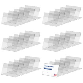 testyu Pack of 30 Table Stands Roof Shape, 8 x 5 cm Table Stand, Slanted Business Card Display for Office, Shop, Supermarket, Promotions, Restaurants, Transparent