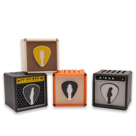 Chordwave Unique Guitar Pick Holder Retro Guitar Amp Model Guitar Picks Holder Pick Organizer & Display Case Gift for Music Enthusiasts and Guitar Players (4-Color Set)