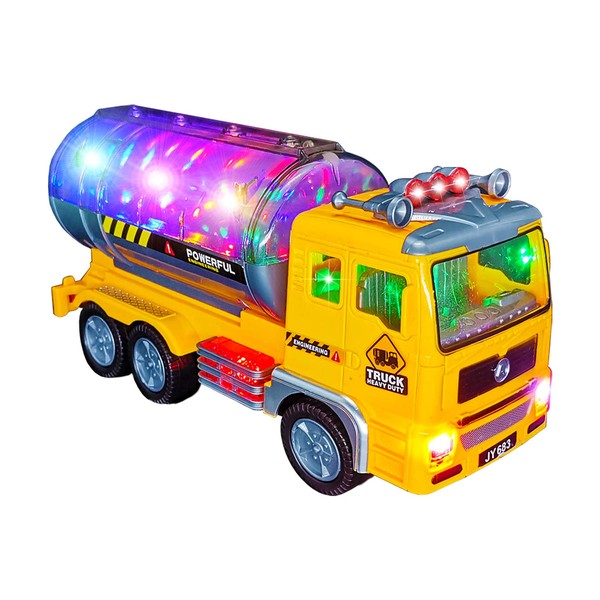 Truck Toys for 3-10 Year Old Boys, Electric Oil Tanker Toy Truck - With Bright Flashing 4D Lights & Real Sounds, Cool Birthday Gifts for Boys Age 3-12 Year Old Kids Toys