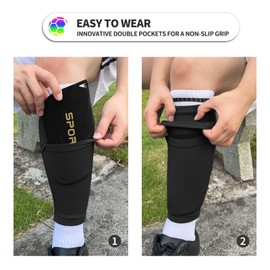 ATHCISE Kids Youth Soccer Shin Guards with Sleeves, Slip in Shinguards Soccer Shin Pads for 3-15 Years Old Boys Girls Child Teens