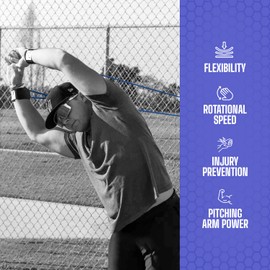 BB-Bands Sports Exercise Baseball/Softball Training Aid Pitching Arm Strength Quarterback Warmup Stretching Resistance Bands j (Blue, Youth)