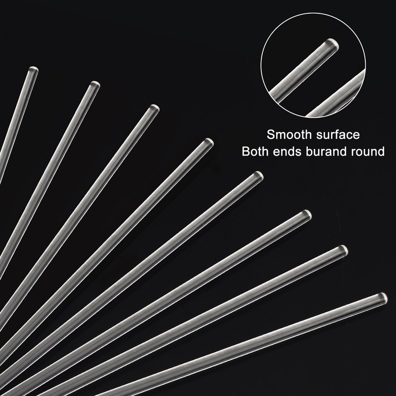 stonylab 8 Pack Glass Stirring Rods, Solid Borosilicate Glass Rods