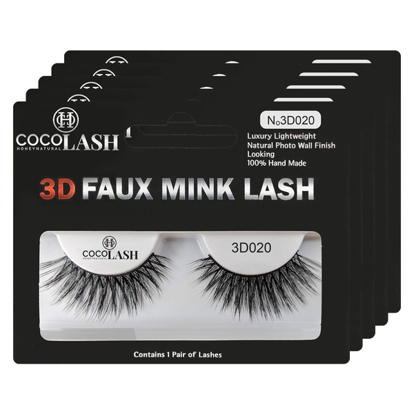 Cocohoney 3D Faux False Mink Eyelashes (5 pairs) - LOVELY LOOK | 100% Hand Made | Cruelty Free | Reusable | Ultralight | Durable