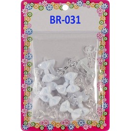 Tara Girls Super Cute Self Hinge Plastic Mulit Design Hair Barrettes Selection. 20pc bow shape white and clear.