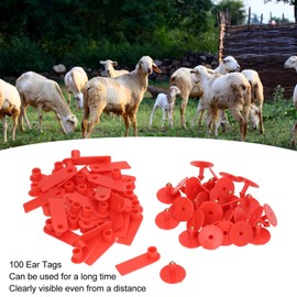 Blank Ear Tags, 100 Pieces, Red Plastic Ear Tags for Farm Animals, Individual Ear Tags for Cattle, Markers, High Quality, Durable Animal Identification, Blank Tags for Animals, Cows, Pigs