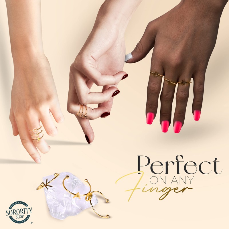 Sorority Shop Phi Sigma Sigma Stacking Ring Set - Adjustable