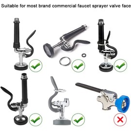 Commercial Spray Valve Repair Kit for Commercial Sink Pre-Rinse Faucet Dish Sprayer 1.42 GPM Spray Face Touch On Kitchen Sink Faucets Bumper and Screw Replacement Part, Gray