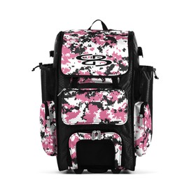 Boombah Rolling Superpack Hybrid Digital Camo Bat Pack Black/Pink - Wheeled & Backpack Version