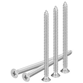 DTGN 25Pcs #10x3" Flat Head Wood Screws, 304 Stainless Steel Phillips Self Tapping Screws - Good for Woodworking, Furniture - Silver
