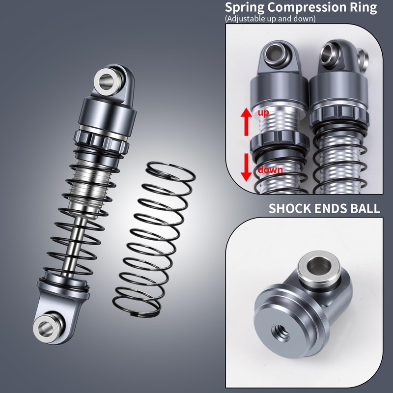 RCLIONS Aluminum 1/30th SCX30 22mm Shock Absorber for AXIAL SCX30