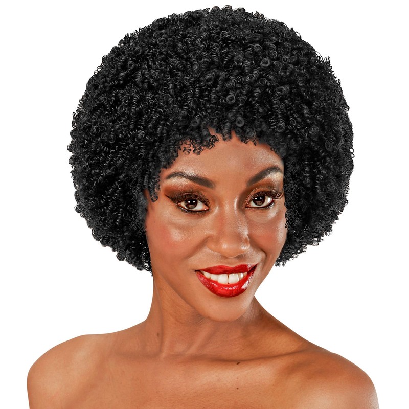 Black 70S Disco Wig 70S Fancy Dress Costume Accessory Retro