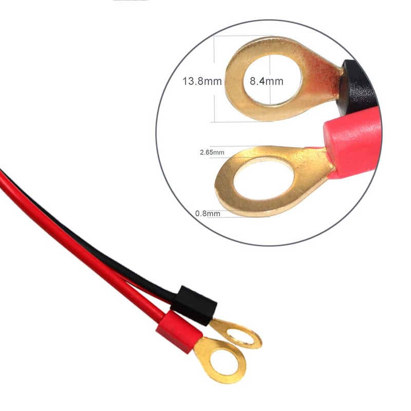 12V-24V Eylet O terminals to Alligator Clip Cable Power 16AWG
