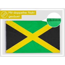 PHENO FLAGS Jamaica flag - Jamaican flag 90 x 150 cm with brass eyelets - durable flag for flagpole - 100% polyester