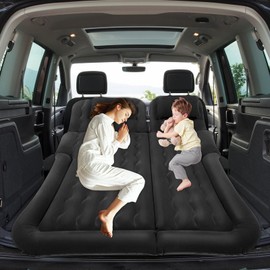Fenjidrop Inflatable Car Air Mattress, Inflatable Car Bed, Universal SUV & Truck Travel Camping Mattress with Pump, 6-Chamber Car Mattress Back Seat for Comfortable Road Trips (Black)