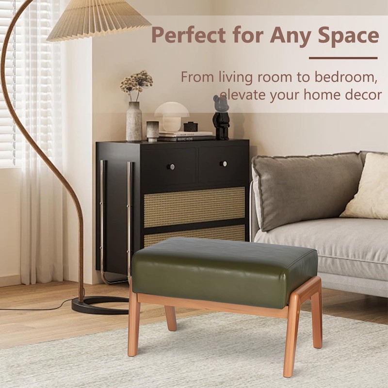 ACONUP Modern Ottoman Foot Stool, Faux Leather Accent Sofa Footrest