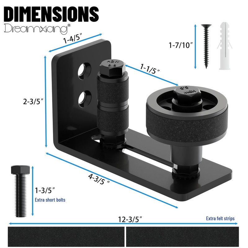 Dreamxiang Sliding Barn Door Floor Guide, Wall Mount Stay Roller