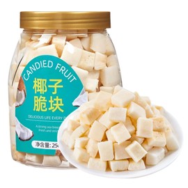 Coconut Chunks, Coconut Meat Crunches, Golden Crispy Coconut Flakes Snack, Without any Additives, Rich Aroma, Light Sweet Taste, is Ideal for Tropical Snacks (8.81oz)