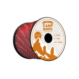 DaLaCa Paracord Tent Rope, Reflective Material, Thickness 0.16 / 0.20 in. (4 / 5 mm), Length 98.4 / 164.0 ft. (30 / 50 m), Load Capacity 661.4 lbs (300 kg), Red, 164.0 ft. (50 m)