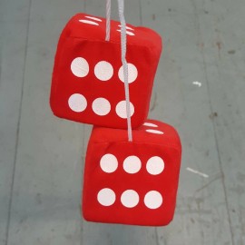 National Speed Automotive Supply Premium Vintage Style Car Red Hanging Mirror 3" Inch Fuzzy Dice Pair