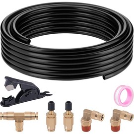 1/4" Air Line Service Kit for Air Bags Suspension Kit with Brass DOT Air Brake Fittings,1/4 DOT Air Fittings, 30 FT (9.1M) DOT Air Line PA Hose for Air Shock Line Kit Replacement Components