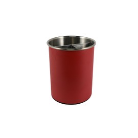 TENGINE Stainless Utensil Holder 360° Rotating 6.5X5.25 Inch Utensil Crocks for Kitchen Counter with Removable Divider Red